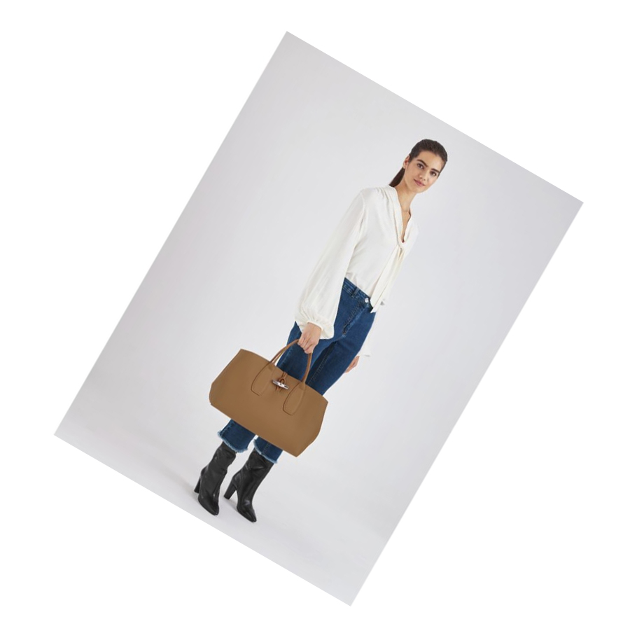 Longchamp Roseau L Handtas Dames Beige | NL-DM69123