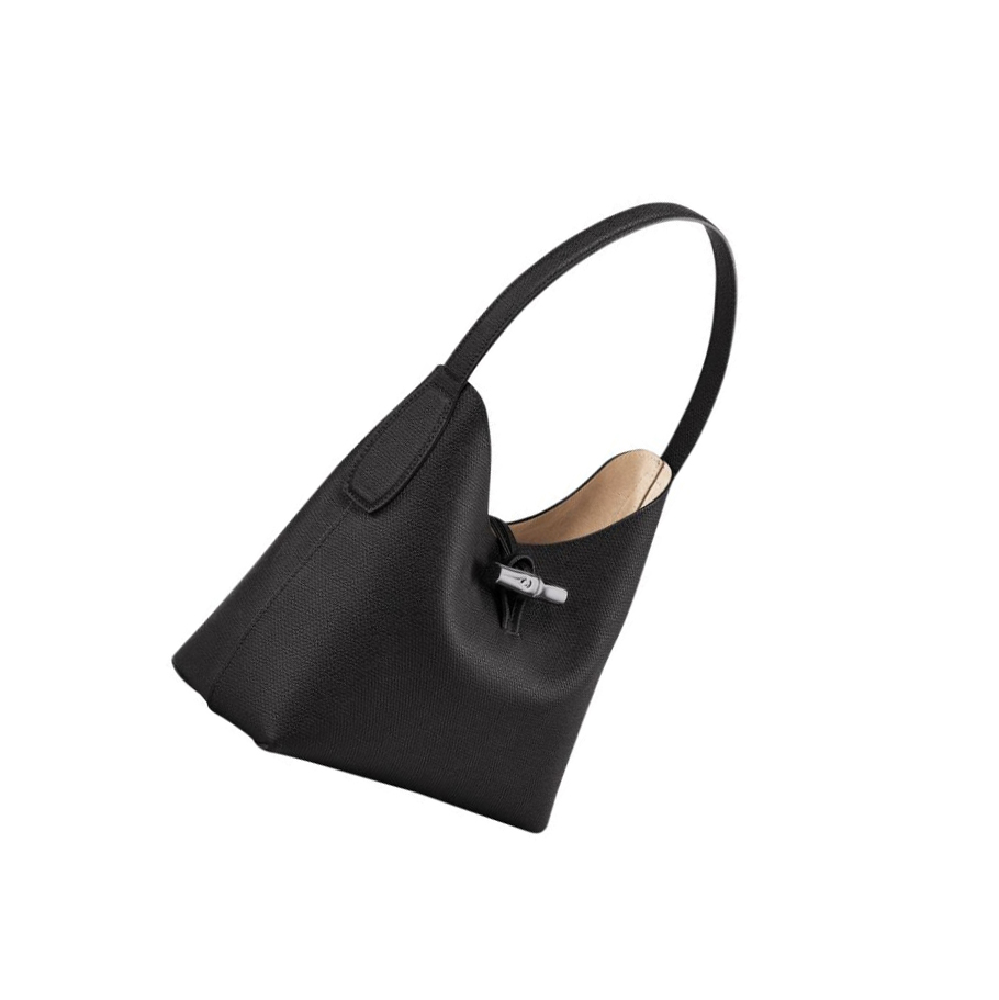 Longchamp Roseau M Schoudertassen Dames Zwart | NL-GC62579