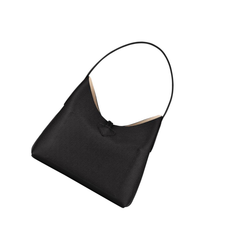 Longchamp Roseau M Schoudertassen Dames Zwart | NL-GC62579