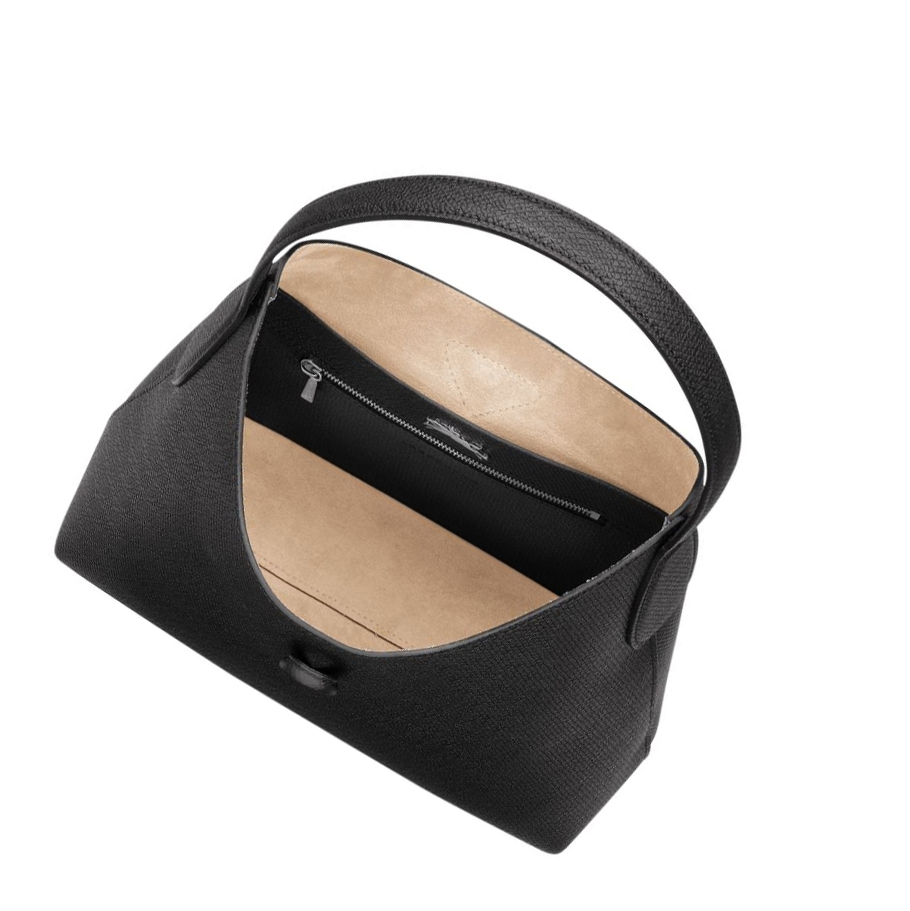 Longchamp Roseau M Schoudertassen Dames Zwart | NL-GC62579