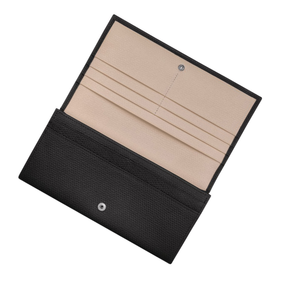 Longchamp Roseau Portefeuille Dames Zwart | NL-NY61987