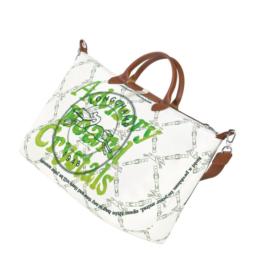 Longchamp X Abc Highart For Hs Reistas Dames Wit Groen | NL-OL62185