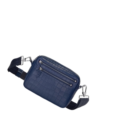 Longchamp Croco Block Crossbodytassen Dames Donkerblauw | NL-JO28531