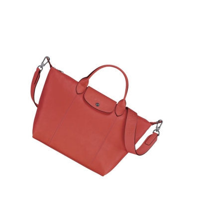 Longchamp Le Pliage Cuir M Handtas Dames Rood | NL-QN85726