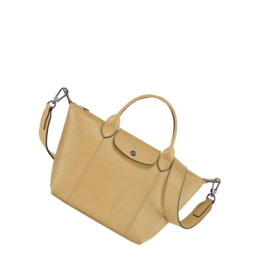 Longchamp Le Pliage Cuir S Handtas Dames Beige | NL-JX89604