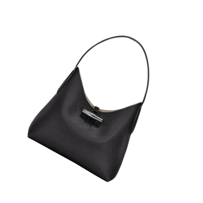 Longchamp Roseau M Schoudertassen Dames Zwart | NL-GC62579